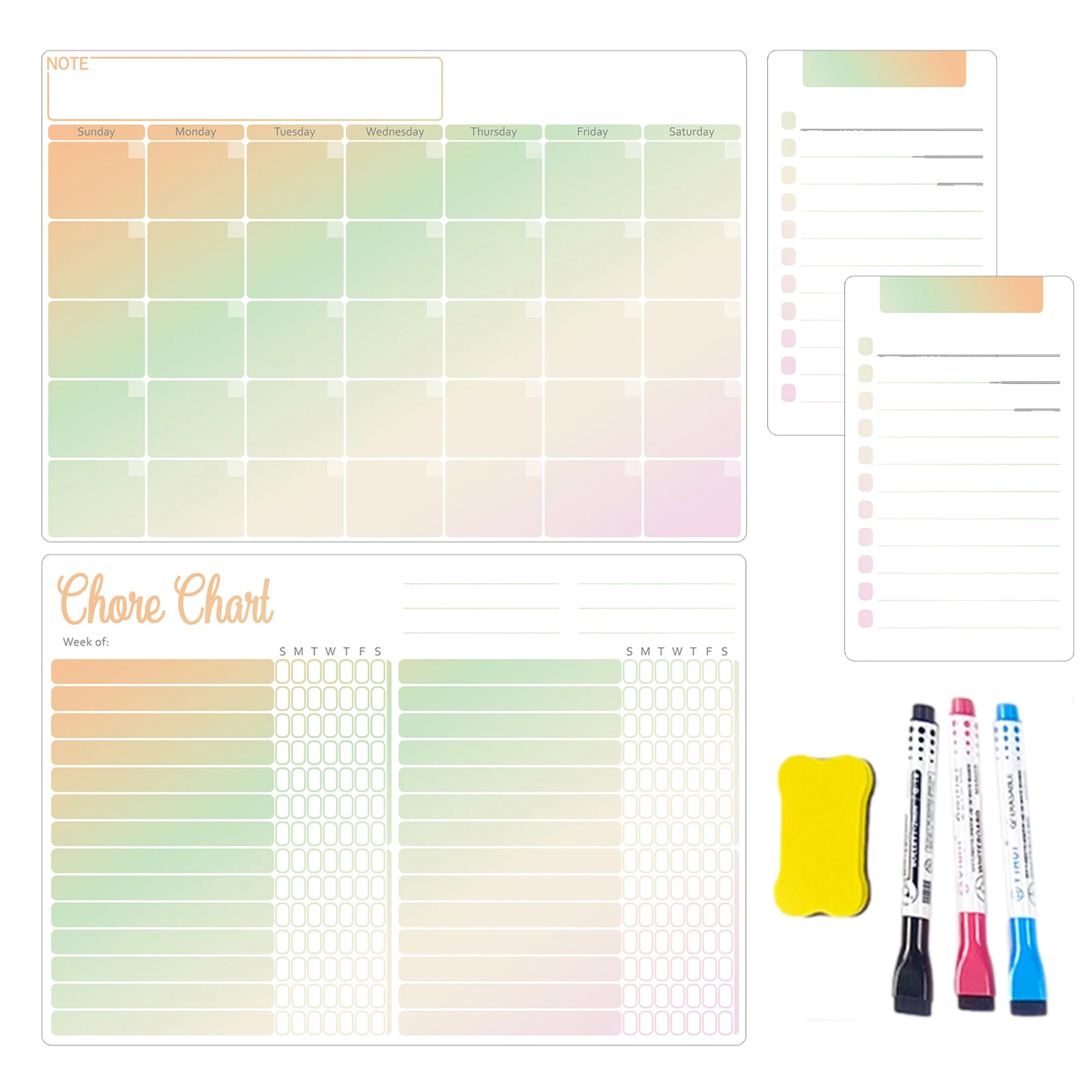 

Magnetic Calendar For Fridge Non-Slip Fridge Whiteboard Calendar Reusable Magnetic Dry Erase Calendar Set Easy-Cleaning