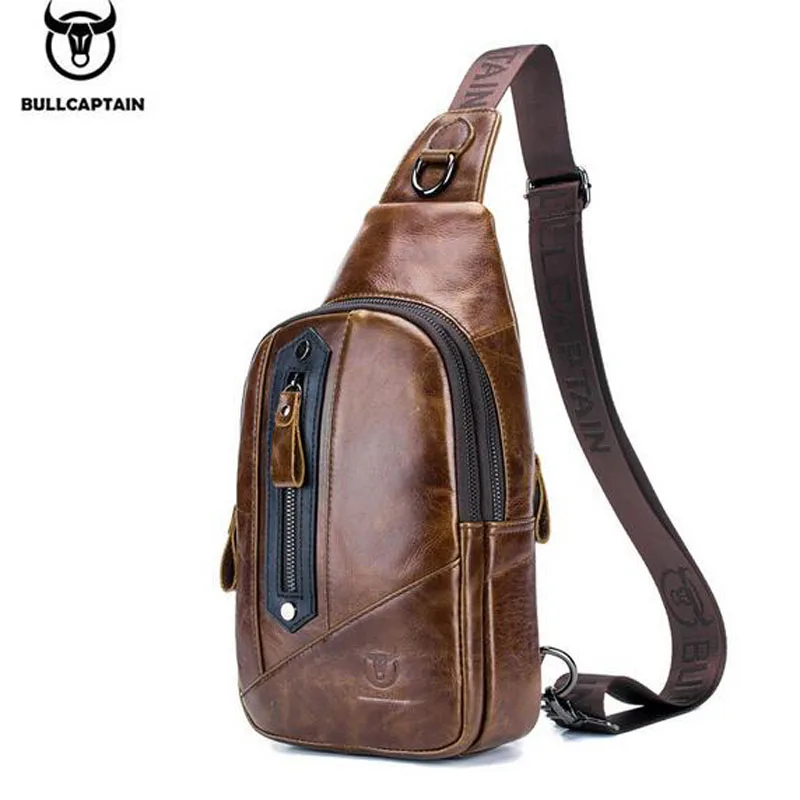 Мужская нагрудная сумка BULLCAPTAIN винтажная сумка-мессенджер из натуральной