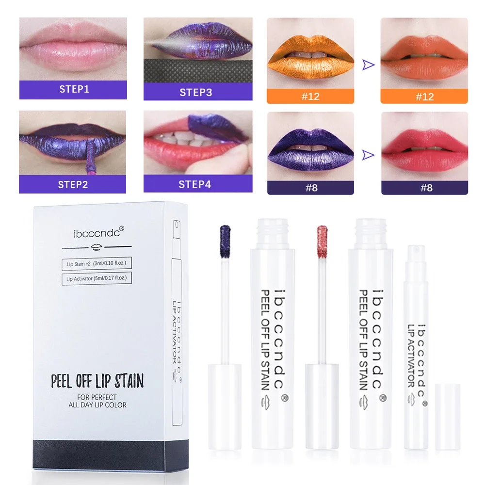 

Long Lasting Amazing Peel Off Lip Stain Kit Lips Tattoo Waterproof Tear Off Lip Tint Kit Liquid Lipstick Gloss