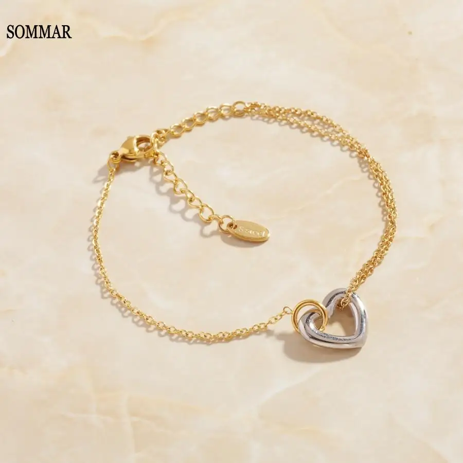 SOMMAR Fashion Design 18KGP Позолоченные женские браслеты и Браслет с полым сердцем Браслеты