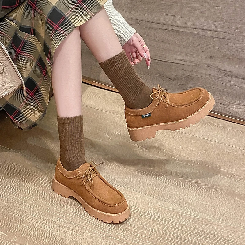 British Style Small Leather Shoes Female 2023 Spring New Leather Everything Retro Love Explosion Thick Sole In The Single Shoes