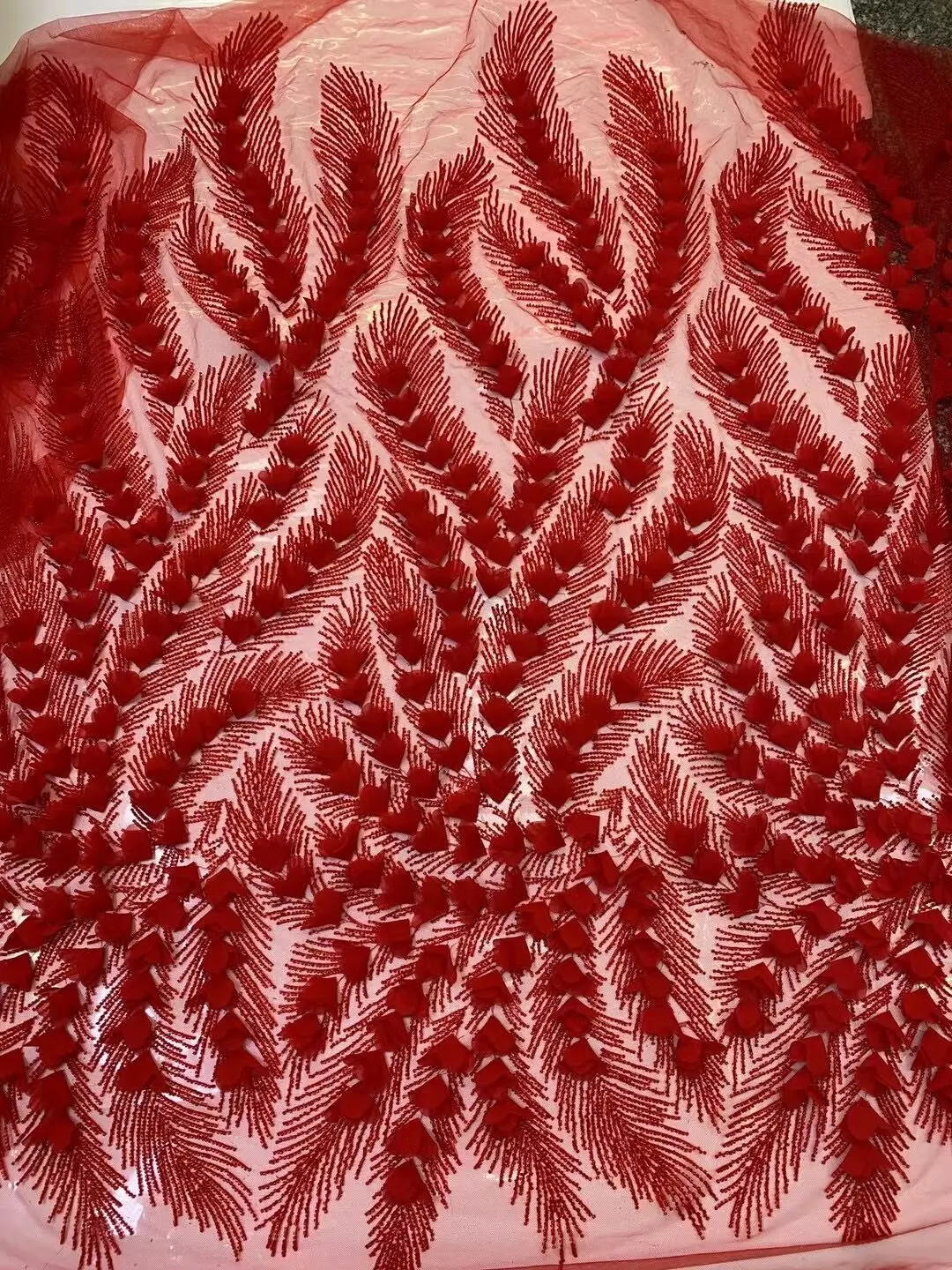 

Tulle Lace Fabric African beads Lace Fabric J-1308281 High Quality Nigerian French Mesh Net Lace Fabric For Party