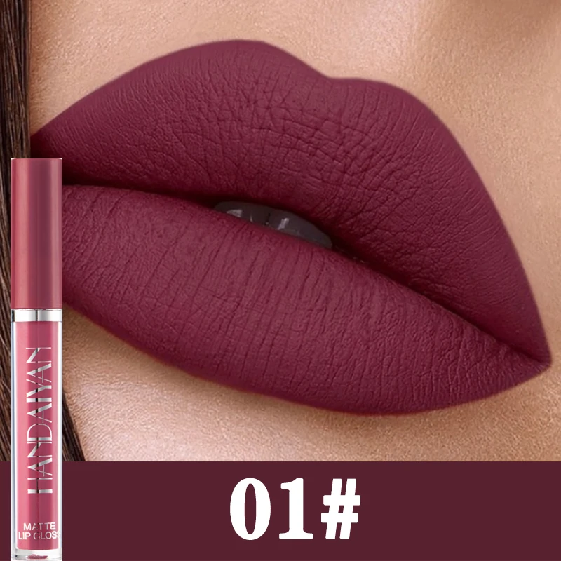 

12 Colors Non-stick Cup Velvet Matte Texture Lip Glaze Lipstick Natural Nude Color Waterproof Lasting Not Easy To Fade Lip Gloss