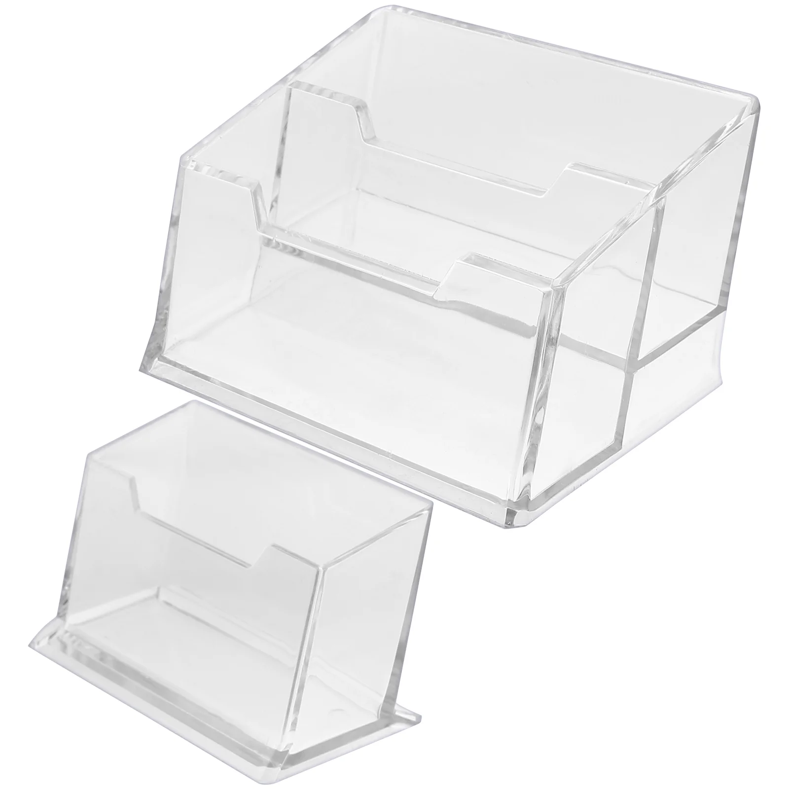 

2 Pcs Clear Business Card Holder Place Photo Bag Acrylic Postcard Display Name Trading Stand