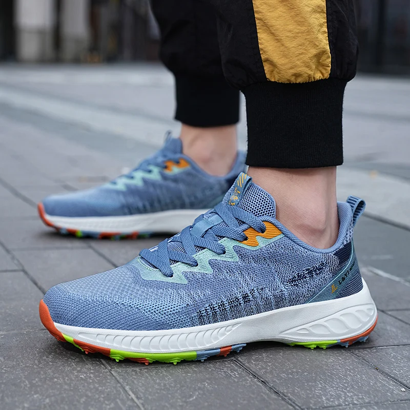 Brand New Men's Golf Shoes Blue Black Comfortable Golf Sneakers Men's Lightweight Walking Sneakers Mesh Breathable Golf