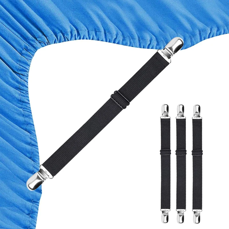 

4pcs Adjustable Bed Suspenders Sheet Fastener Straps Clippers Clips Holder Kit Gripper Fitted Crisscross Bed Sheet Holder