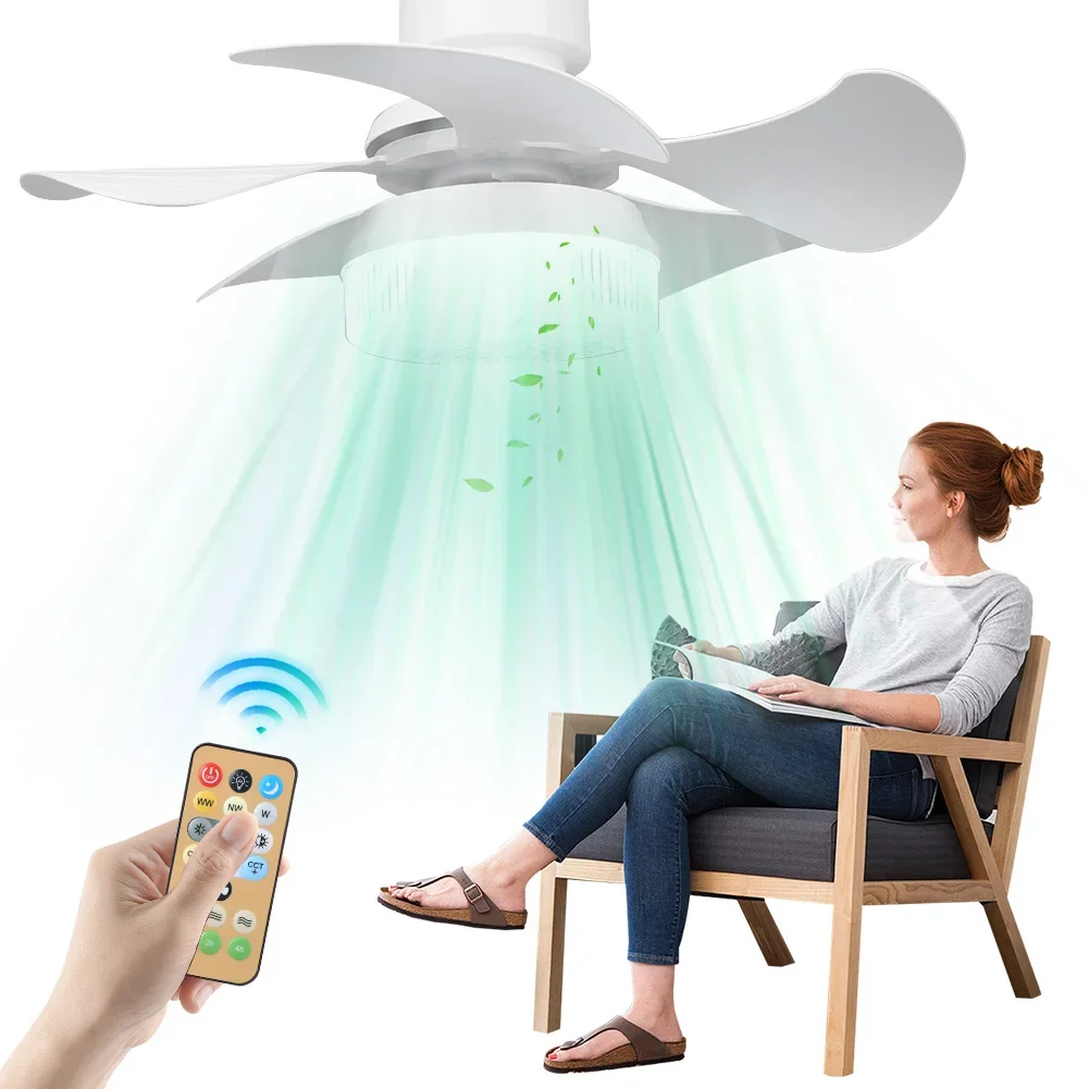 Тихий Потолочный Вентилятор С 5 Лопастями Светодиодный Светильник Регулируемой