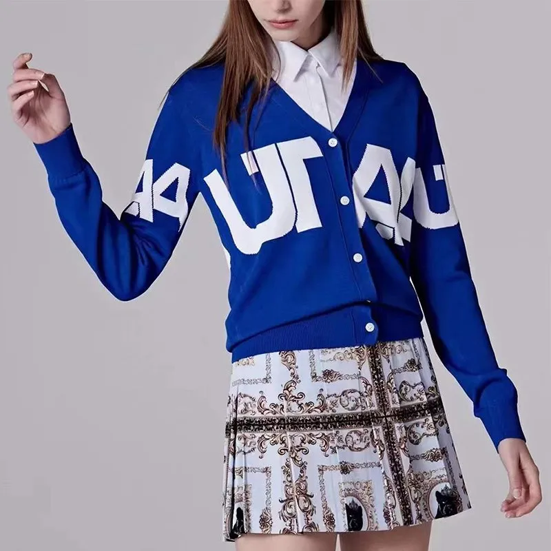 Golf Clothing Golf Women's Suit Autumn Ice Silk Knit Sweater Women's Jacket with Short Skirt