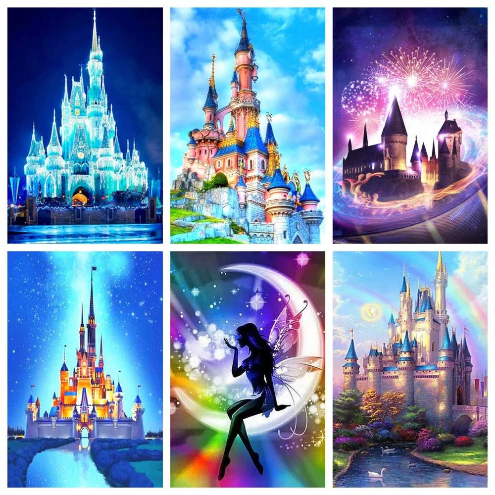 

Набор для алмазной вышивки «сделай сам» Disney 5D, Набор для вышивки крестиком, с изображением замка Микки Мауса, Ручная инкрустация, детские подарки, украшение для стен дома