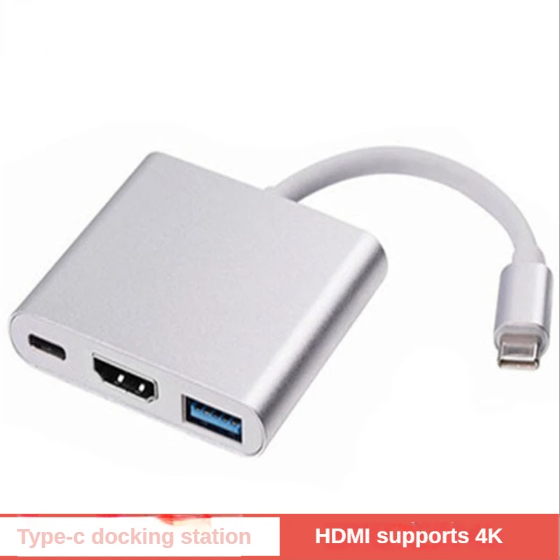 

Кабель-переходник с TYPE-C на HDMI 3 в 1 4K, конвертер с Type-c на Hdmi + USB HD, док-станция для кабеля