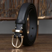 trendy gold pin buckle leather thin belt womens 120 cm top layer cowhide decorative accessories simple business casual belt