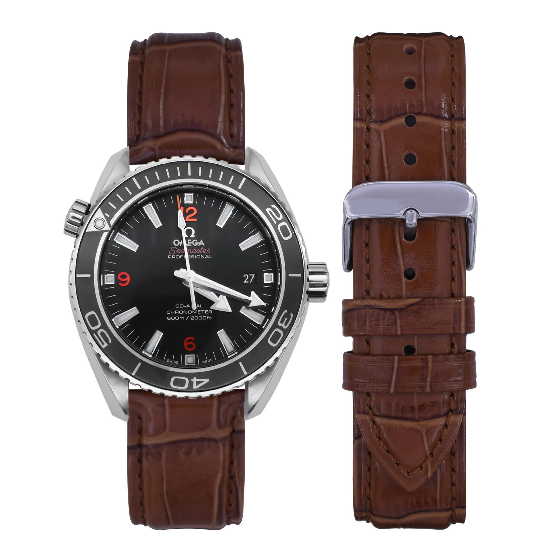 Crocodile Pattern Cow Leather Watch Strap Sports Sweatproof Leather Watch Strap Fine Steel Needle Buckle Butterfly Buckle Watch