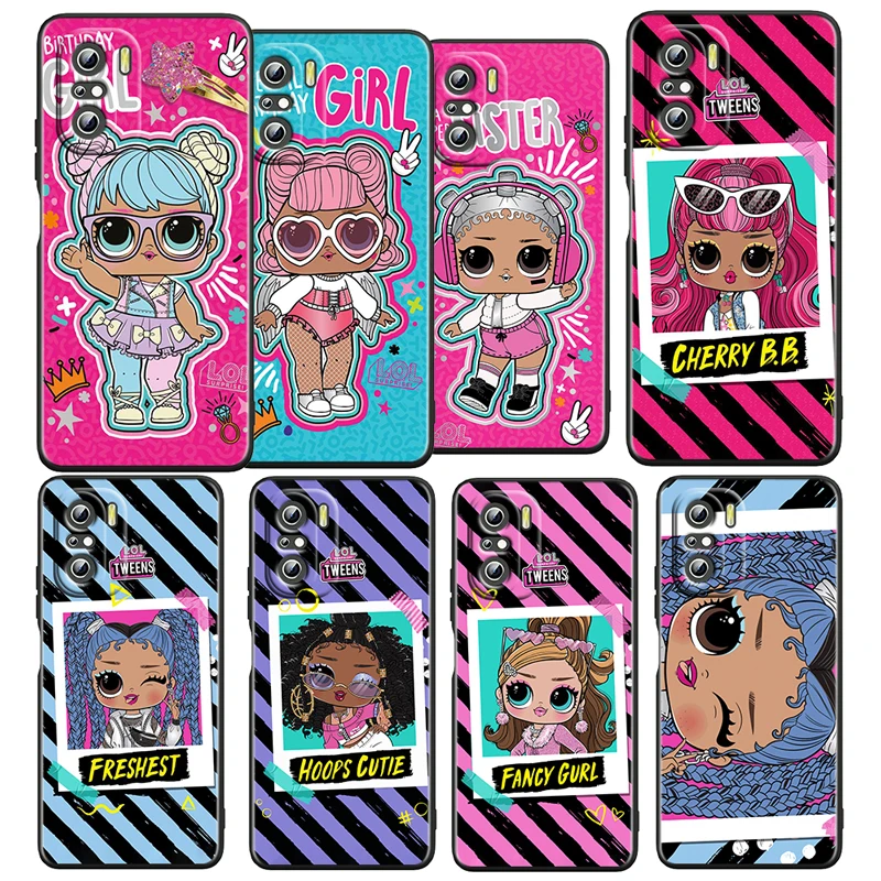 

L.O.L. SURPRISE Cute Dolls For Xiaomi Redmi K50 Gaming Pro 5G 10 9 9A 9C 9T 8 8A 7 6 5 4X TPU Soft Black Phone Case Fundas Capa
