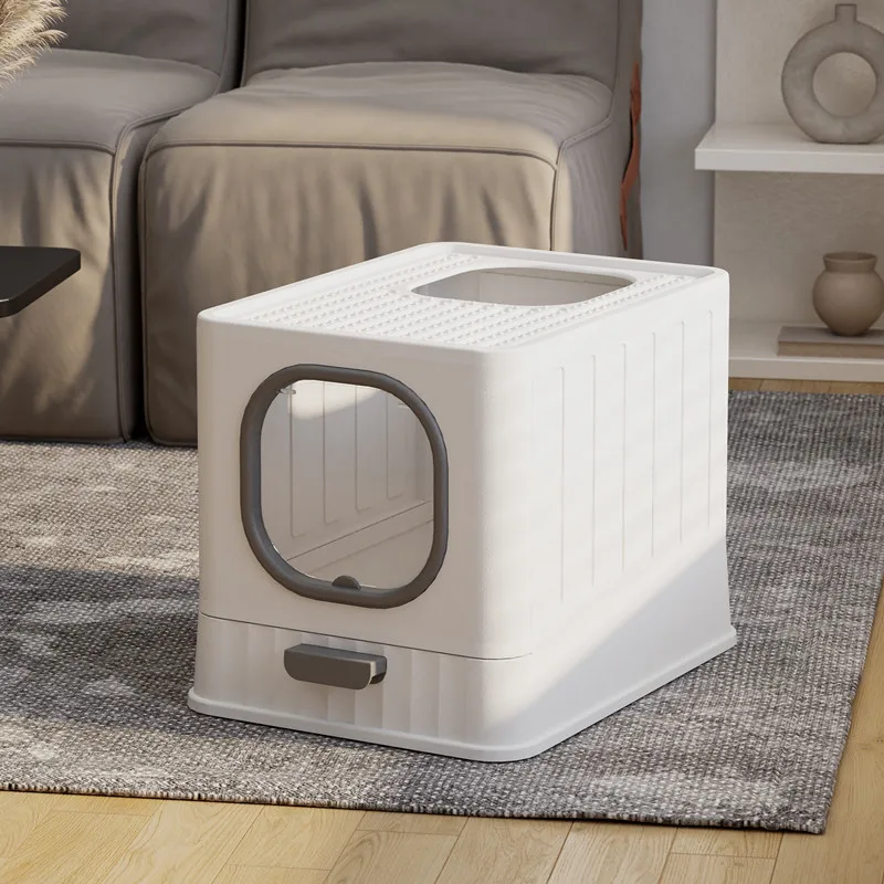 

Fully Enclosed Cat Litter Box Splash-Proof Pet Cleaning Kitten Potty Toilet Plastic Toilet Tray Cat Litter Box Odor Isolation