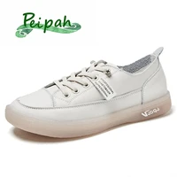peipah 2021 genuine leather sport shoes for women sneakers ladies slip on loafers female soft casual concise flats white shoes