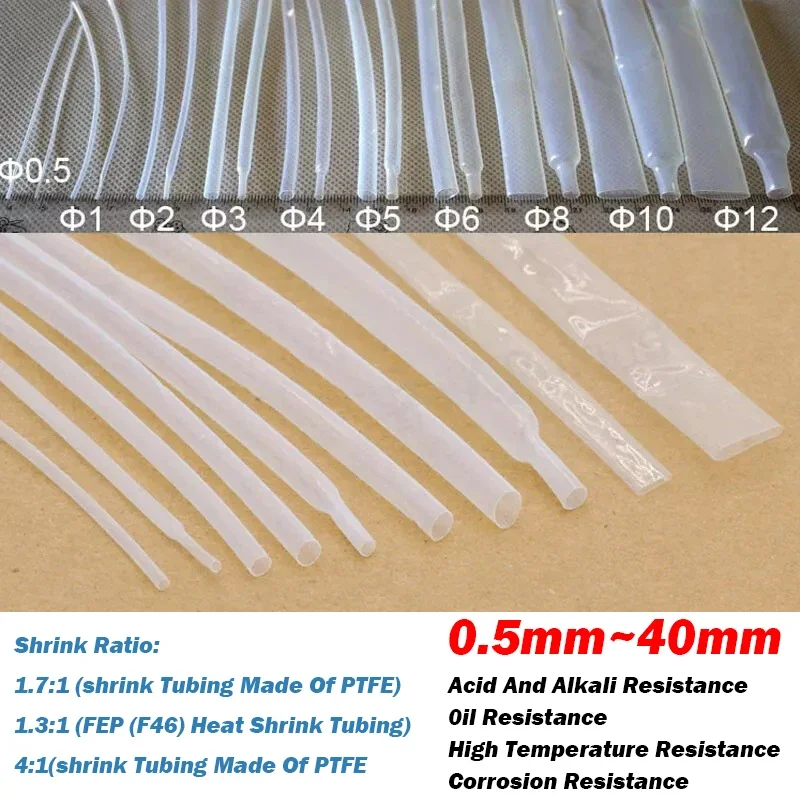 1 метр Ø0 5 мм до Ø40 7:1/4:1 термоусадочная муфта из ПТФЭ 3: высокотемпературная трубка