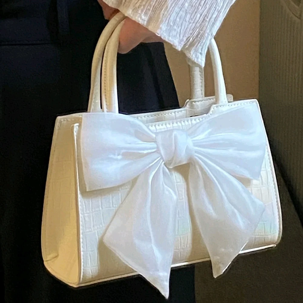 

2022 Women Bow Tote Handbag Ladies Niche Design Fairy Shoulder Crossbody Bag Elegant Wedding Phone Purse Brand Designer Handbags