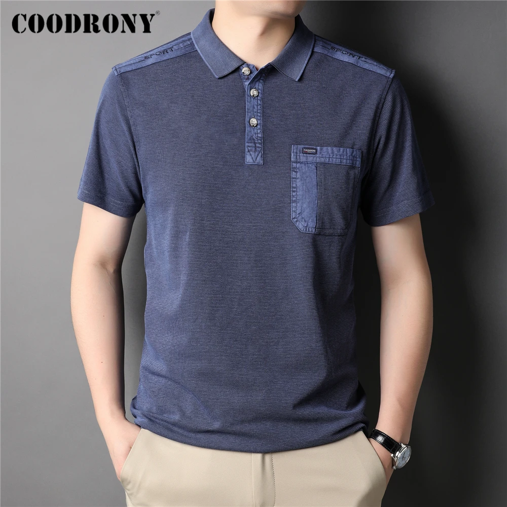 COODRONY-Polo de manga corta para hombre, ropa de algodón, informal, Z5170S