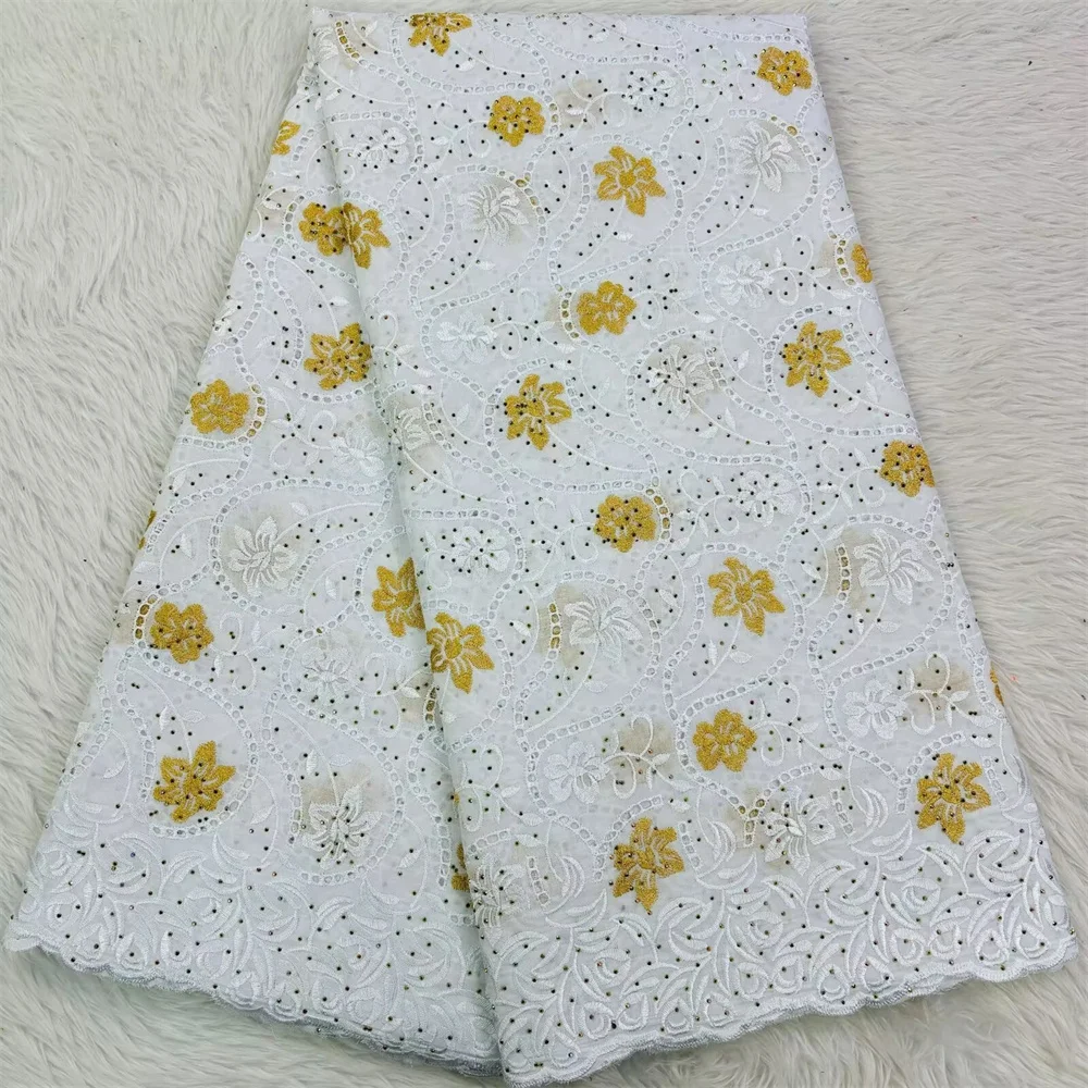 Белая африканская хлопковая сухая ткань швейцарская вуаль кружево в Швейцарии