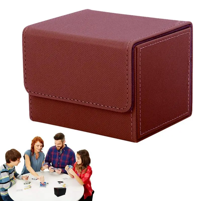 

Палубный ящик для карт для детей, палубный ящик для карт из ПУ, палубный ящик для карт, палубный ящик для 100 карт с одним рукавом, сильный магн...