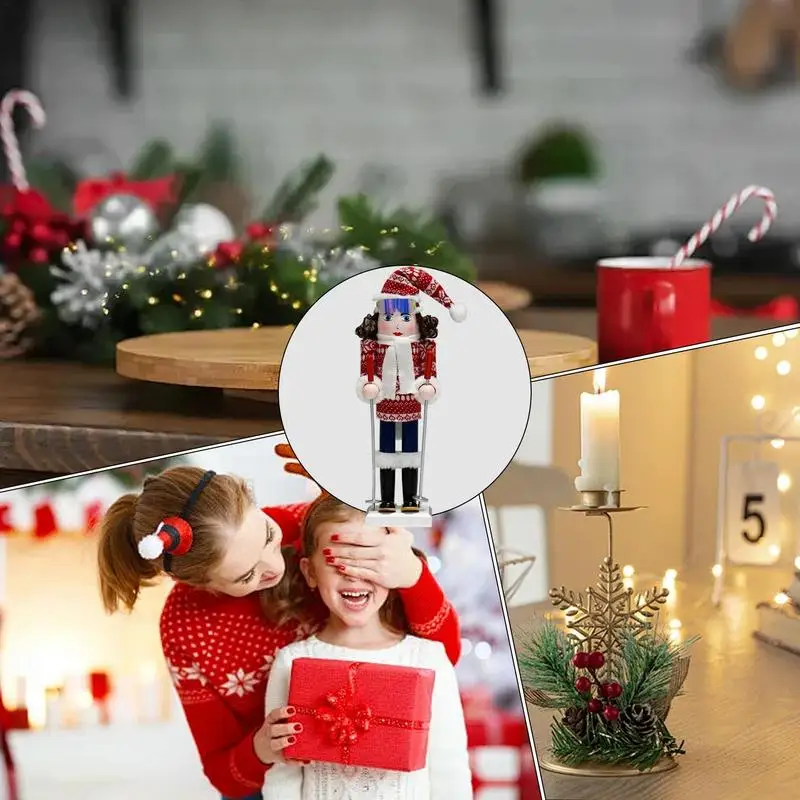 Украшения для орехов 15 дюймов рождественские лыжные снеговики деревянные