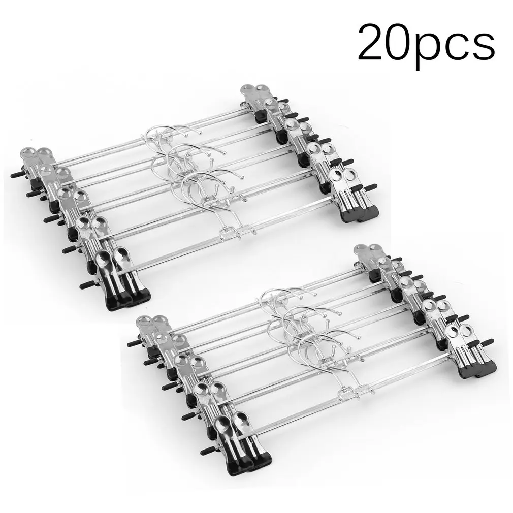 

20PCS 30cm Stainless Steel Clothes Hangers Coat Trouser Skirt Trousers Clamp Rack with Two Adjustable Clips Wardrobe Organizer