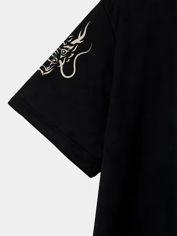 Мужская, футболка с 3D принтом дракона, с коротким рукавом, с круглым вырезом, смесь полиэстера, жирный красный акцент, повседневный спортивный дизайн