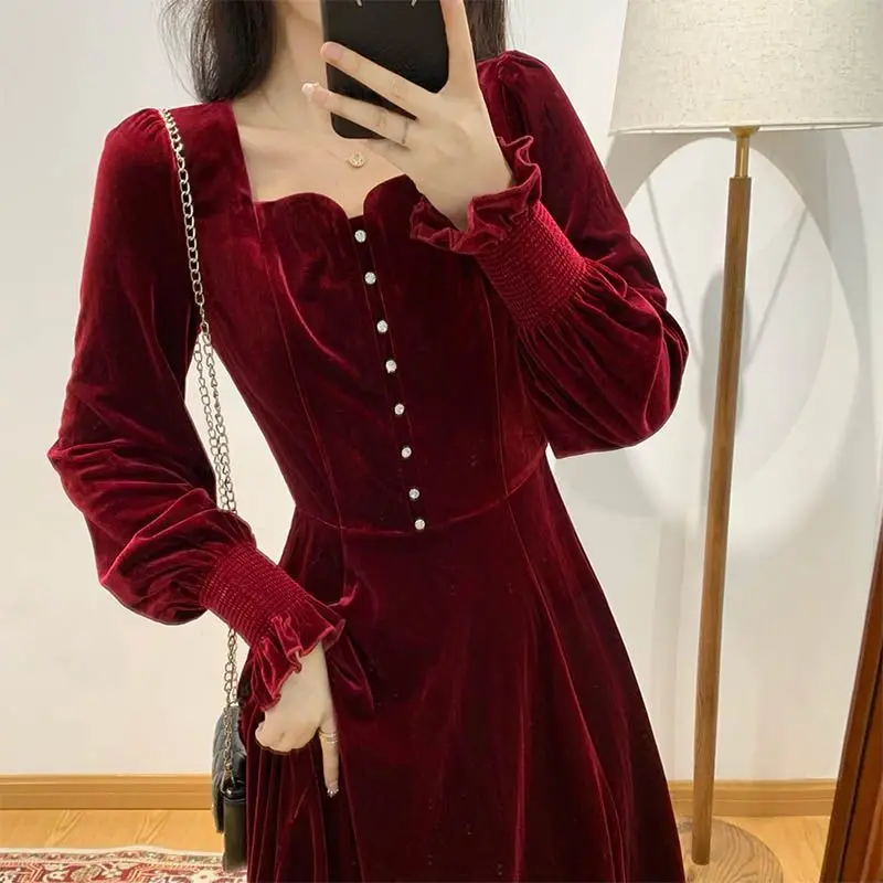 Женское винтажное платье с квадратным вырезом