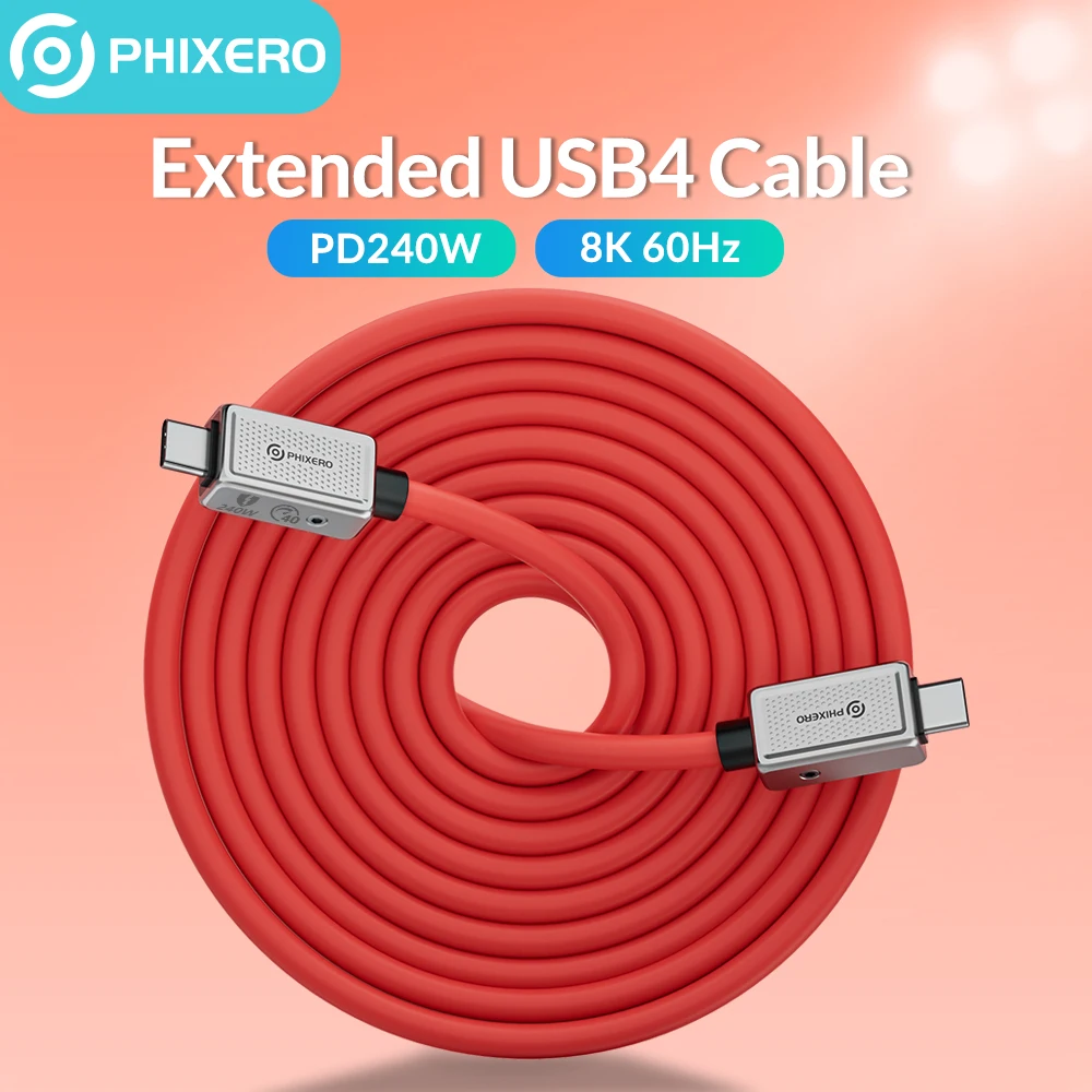 

PHIXERO USB4 Type C 40Gbps PD3.1 240W Thunderbolt 3 Blazing-Fast Charging Cable 8K@60Hz 40Gbps Data Transfer for PC Pro Macbook