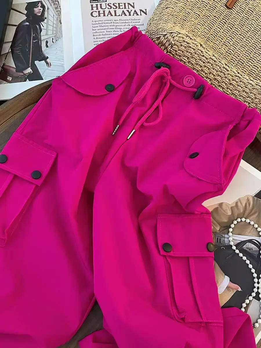 Брюки-карго высокого качества женские осенние свободные прямые брюки цвета