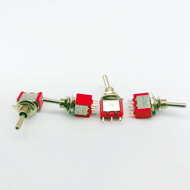 1/5pcs Red Mini 3pin 6mm 2/3 Position Self-resetting Toggle Switches ON-(ON)DPDT 6A/125V 3A/250V AC MTS-112 | Обустройство дома