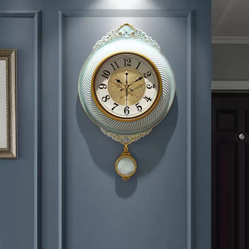 

European Light Luxury Exquisite Ceramic Silent Wall Clock Living Room Bedroom Office Creative Fashion Decoration