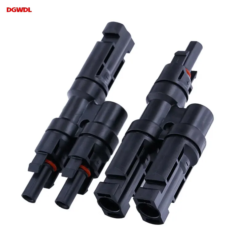 

1Pair 2 Branch T type Connector for solar panel parallel connection branch two PV module panel connect solar system