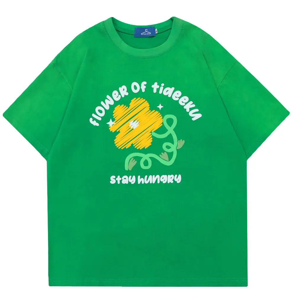 

Футболка мужская оверсайз с цветочным принтом и круглым вырезом