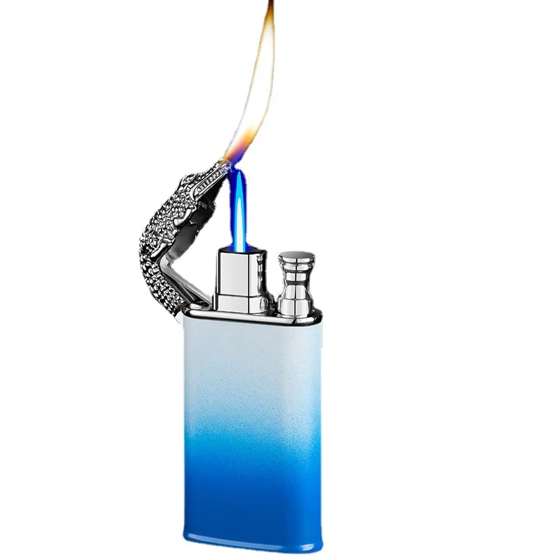 

Crocodile Double Flame Gradient Color Lighter Windproof Butane Gas Cigarette Lighter Popular Gift