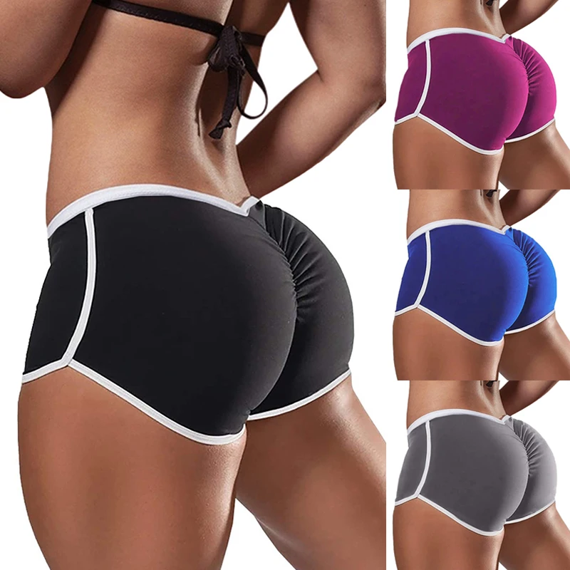

Women'S Sexy Solid Color Low Waist Shorts Sports Skinny Hip Raise Seamless Fitness Leggings Gym Training Yoga Short