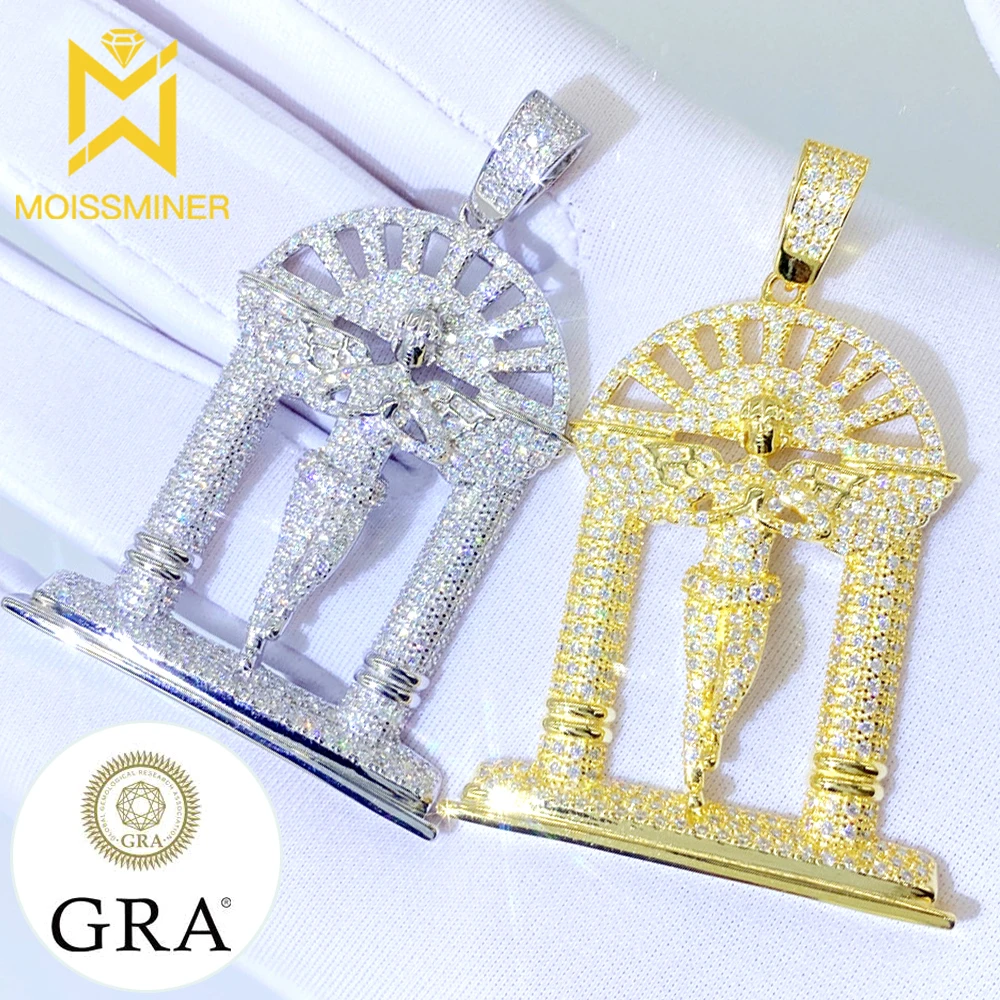 Moissanite S925 Angel Door Cross Iced Out Pendant Necklaces For Men Women Jewelry Pass Diamonds Tester With GRA Free Shipping