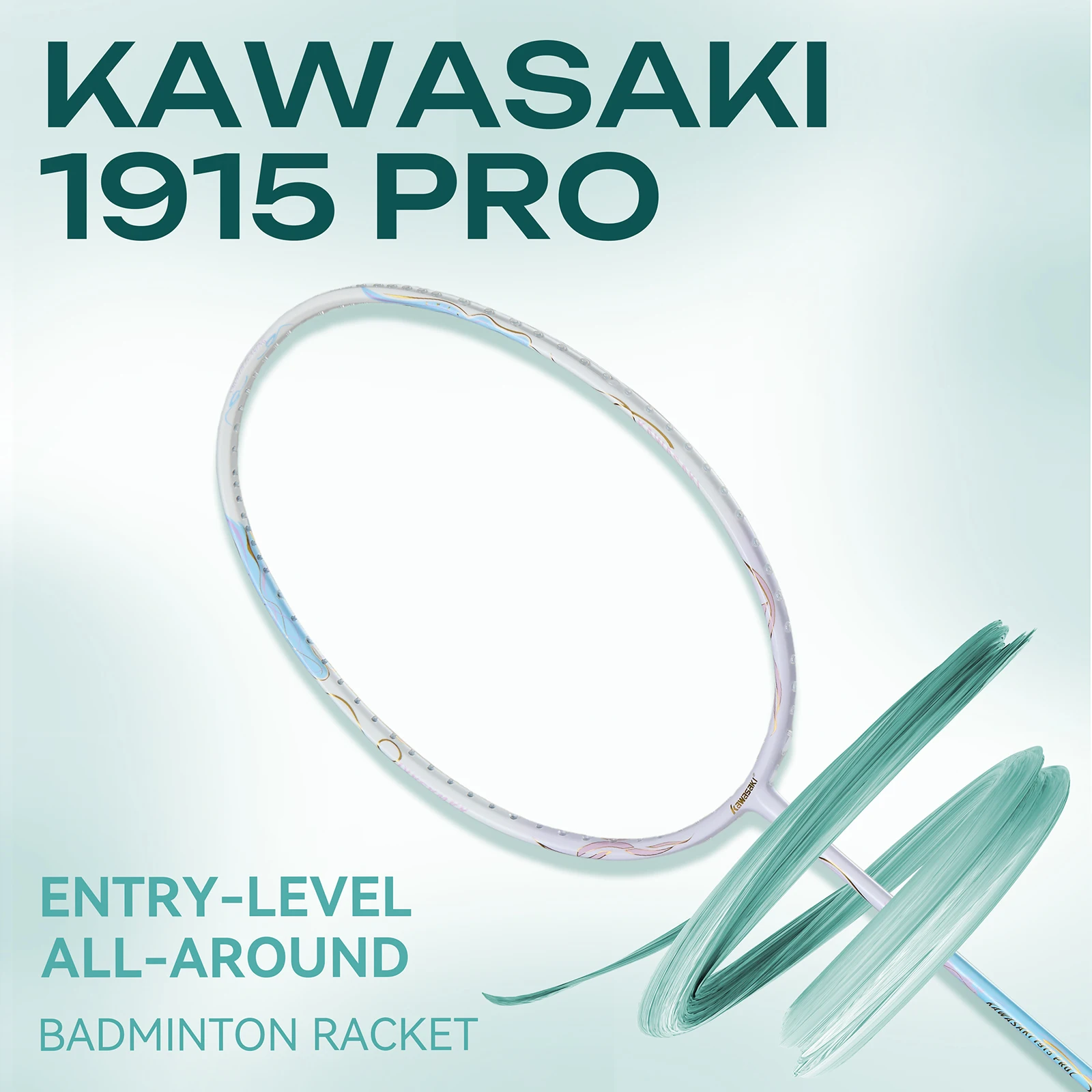 Фото Профессиональная ракетка для бадминтона Kawasaki 1915 Pro, 5U, высокая напряжение, полностью карбоновая сбалансированная ракетка для бадминтона для внедорожников и защиты №1