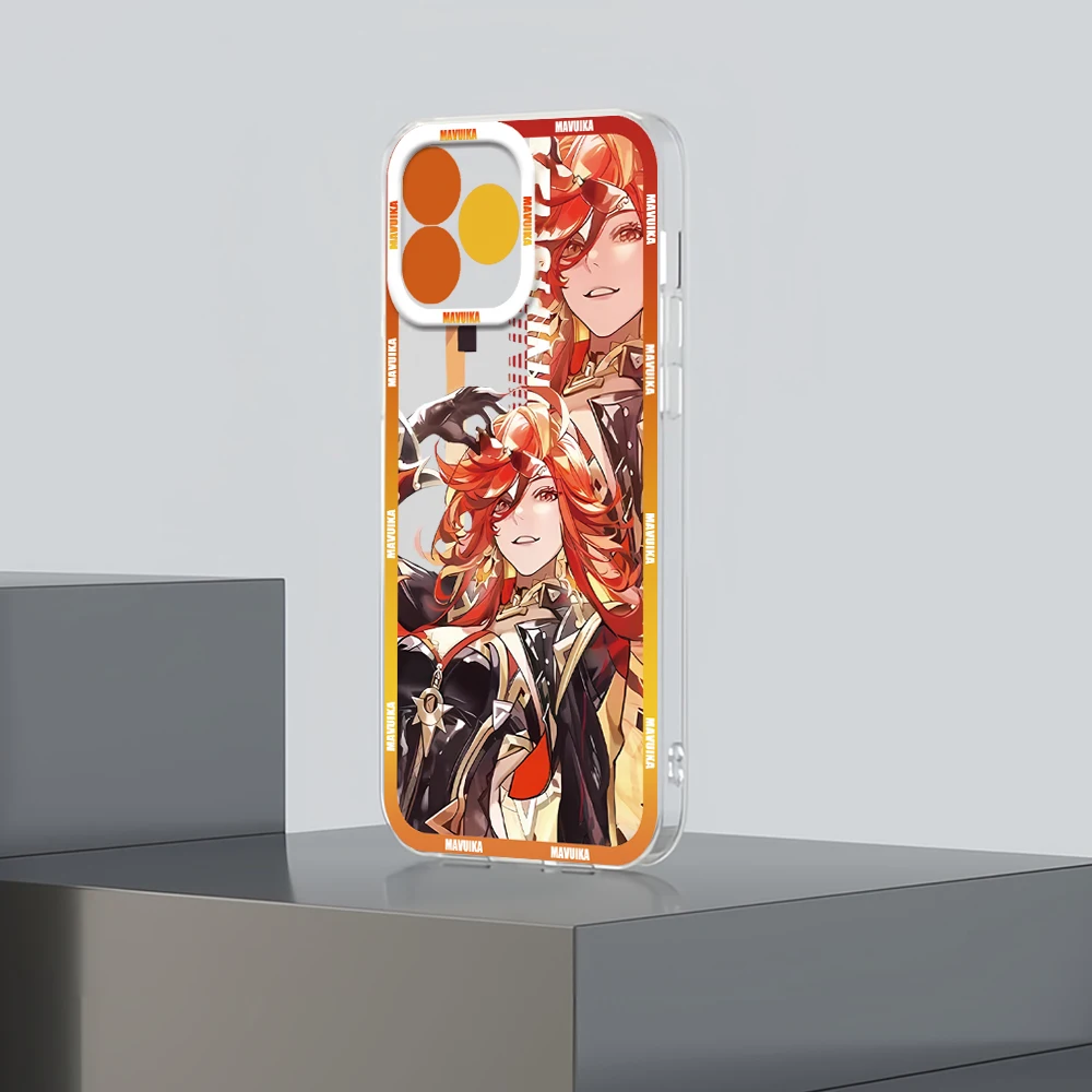 Фото Игра Genshin Impact MAVUIKA для Samsung Galaxy A 15 54 55 S23 S24 S25 4G 5G Ultra Plus Fe Cover Transparent Bezel Shell №2