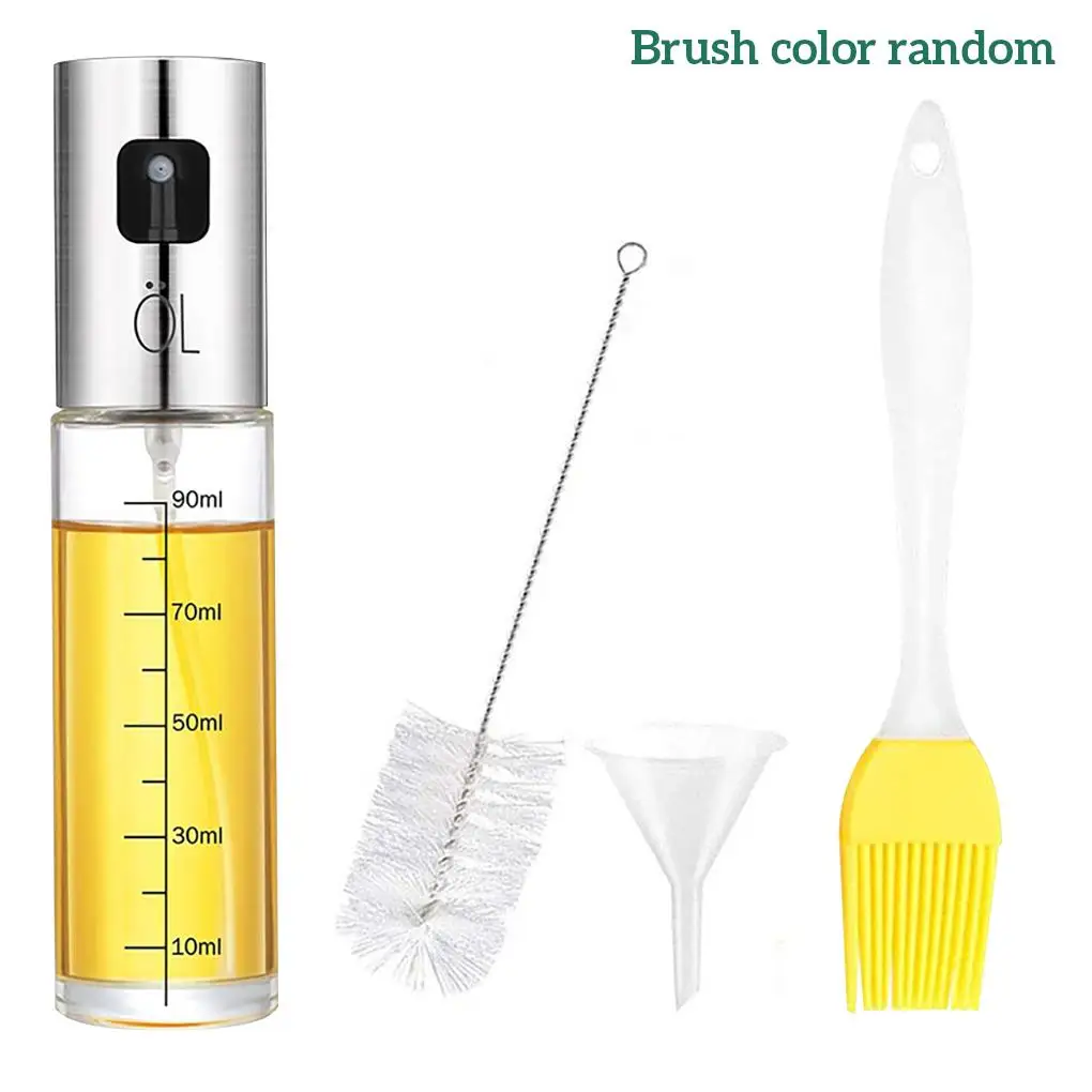 

Stainless Steel Oil Spray Bottle With Scale BBQ Baking Oil Bottle Seasoning Brush Funnel Silicone Oil Sweep Bottle Set Oil Brush