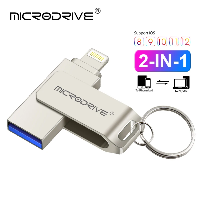 Вращающийся флеш-накопитель Usb 3 0 для iPhone с интерфейсом lightning 2 в 1 12/13 Iphone7/8/9/11/Ipad |
