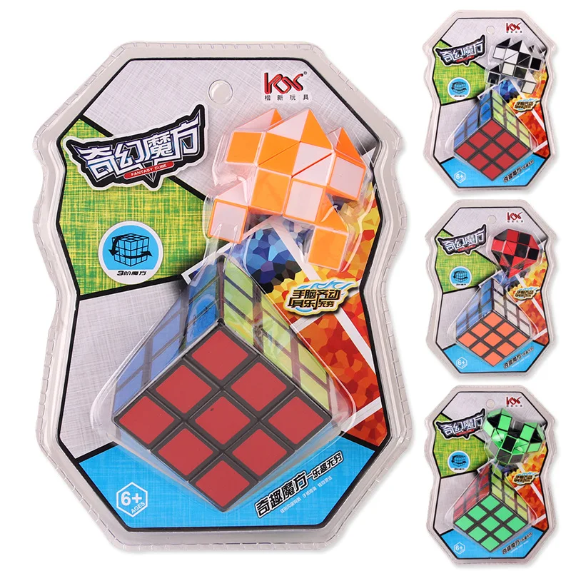 2 IN 1 Magic Cube with Ruler Kids Set Packing Gift for Hand Learning Challenge Snake Puzzle Game |