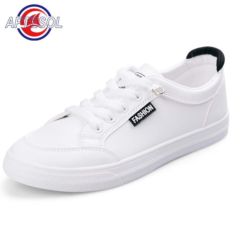 Lightweight White Ladies Walking Casual Shoes Outdoor Pu Leather Female Shoes