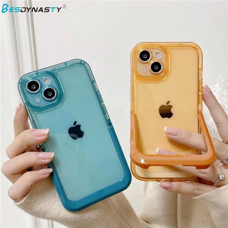 

Прозрачный мягкий чехол-подставка для IPhone 14 Plus Pro Max