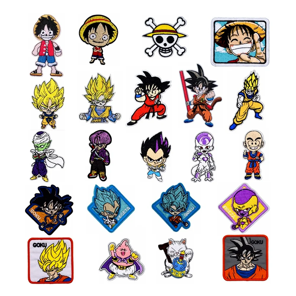 

Anime Dragon Ball Z GoKu patches Embroidery cartoon clothing cartoon One Piece luffy Garment stickers embroidery stickers gift