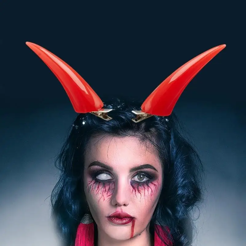 Фото 1PAIR GOTHISC Styles Hairpin Devil Horn Hair Clip Уникальная косплей -стрижка для вечеринок и фестивалей на Хэллоуин №5