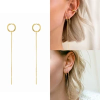 cannerchain tassel ins 925 sterling silver korean gold plated hoop earrings for women drop piercing boucle oreille femmel