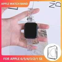 slim transparent jelly band for apple watch 44mm 40mm series se 765 clear strap on smart iwatch 234 38mm 42mm bracelet watchband