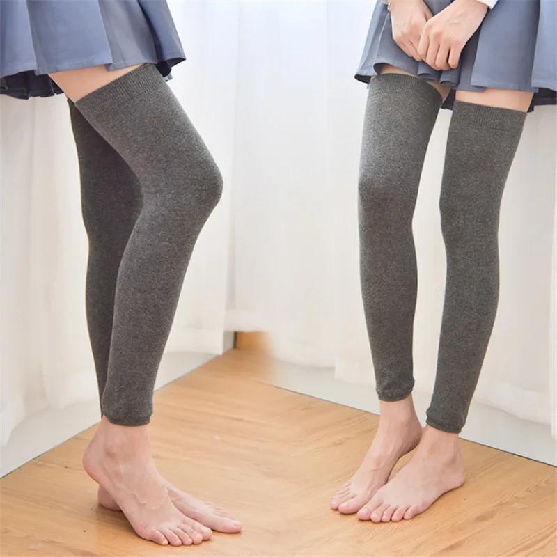 Women Solid Leg Warmers Warm Knee High Socks Knitted Foot Cover Crochet Winter Leg Warmer Socks Warm Boot Cuffs Long Socks