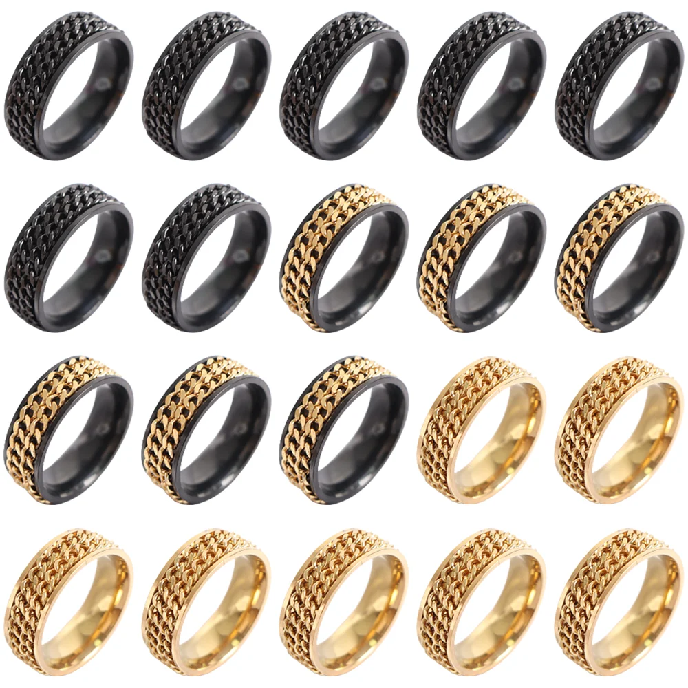 

20 шт./партия, мужские и женские кольца-антистресс из нержавеющей стали